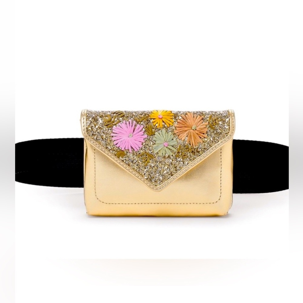 *NEW* BOTKIER VIVI CONVERTIBLE BELT BAG GOLD PASTEL FLORAL PURSE